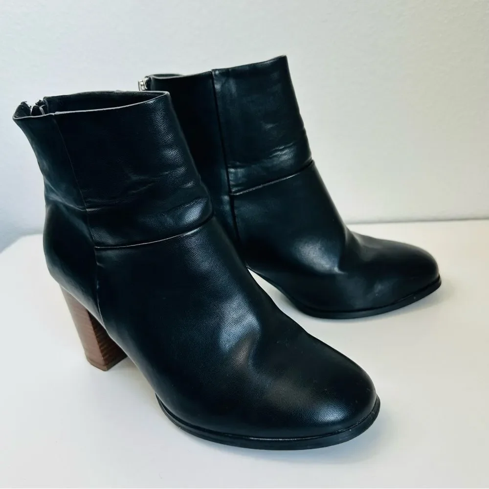 ASOS Black Vegan Leather Block Heel Boots Size‎ 6